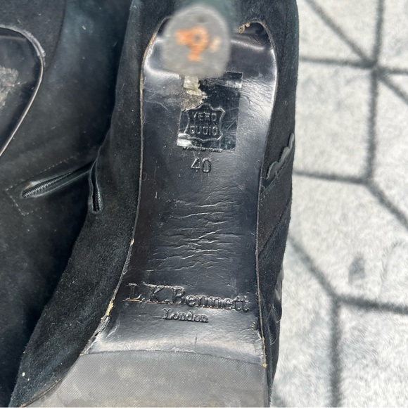 LK Bennett London Black Nikata Suede Leather Heeled Boots - Picture 8 of 11